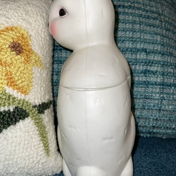 Vintage Peoria Plastic 11" Easter Bunny Rabbit Blow Mold Candy Container - Picture 5 of 13